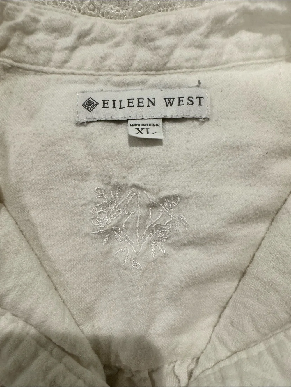 Eileen West White HIGHNECK Long Ballet Nightgown XL cottage fairy croquet lace
